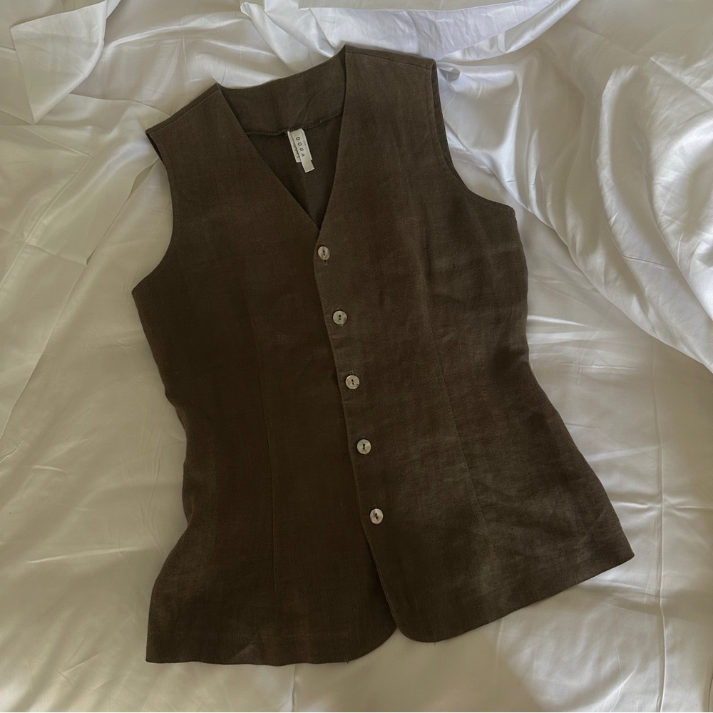 Dosa Brown Button-Up Vest